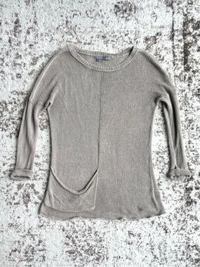 360 Sweater 100% Linen Knit Pullover Taupe Sweater